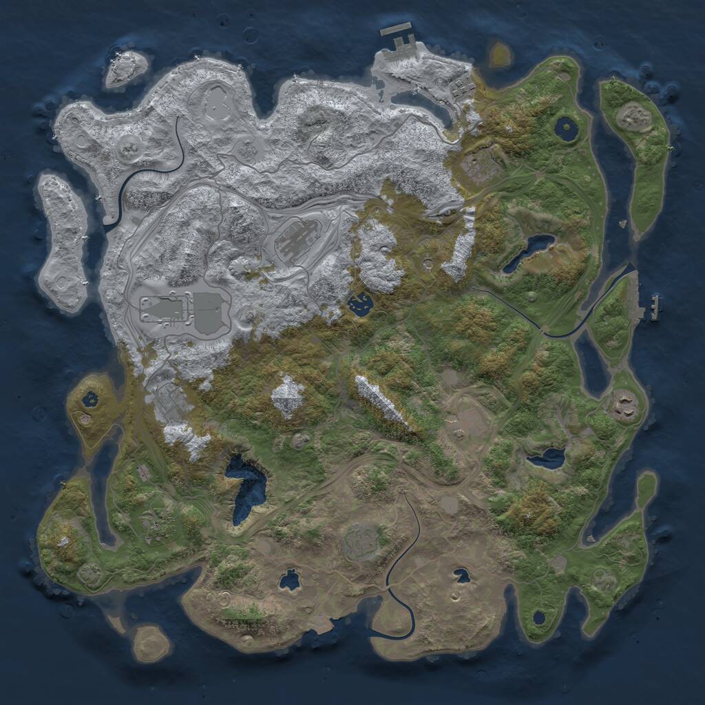 Rust Map: Procedural Map, Size: 4500, Seed: 400194468, 16 Monuments