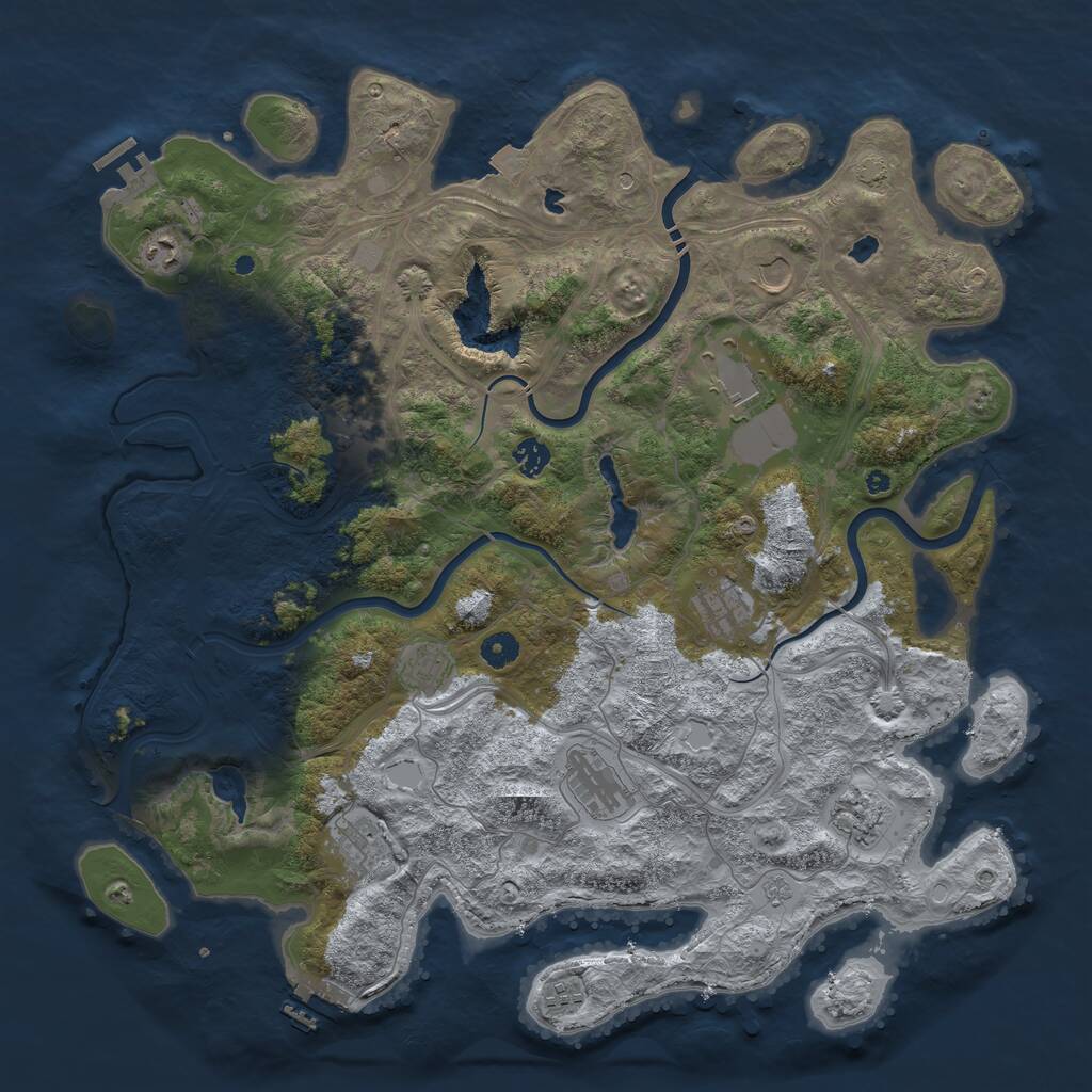 Rust Map: Procedural Map, Size: 4500, Seed: 312068670, 17 Monuments