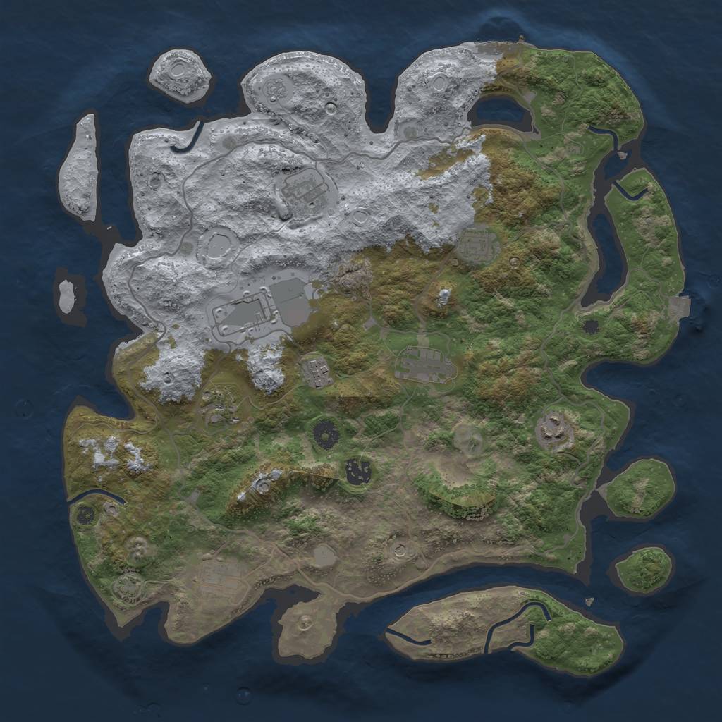 Rust Map: Procedural Map, Size: 4000, Seed: 17381, 16 Monuments