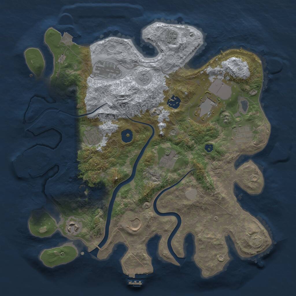 Rust Map: Procedural Map, Size: 3500, Seed: 2106480910, 15 Monuments