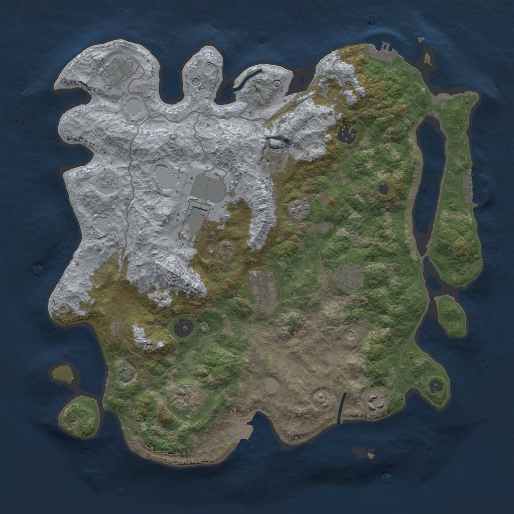 Rust Map: Procedural Map, Size: 4000, Seed: 2109762093, 17 Monuments