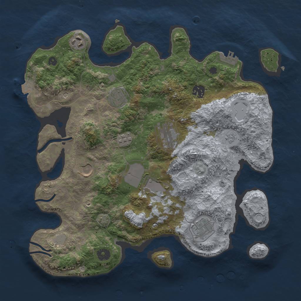 Rust Map: Procedural Map, Size: 3500, Seed: 1678660752, 15 Monuments