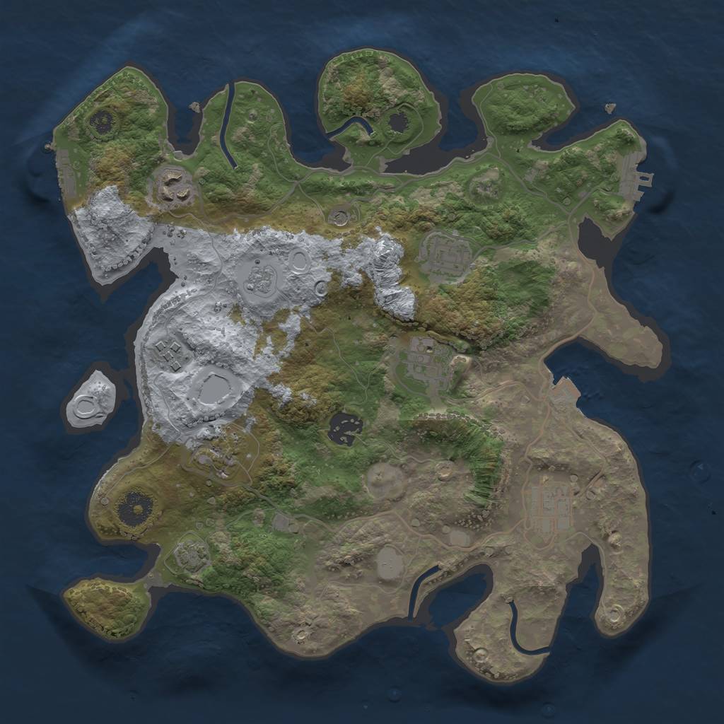 Rust Map: Procedural Map, Size: 3200, Seed: 654321, 15 Monuments