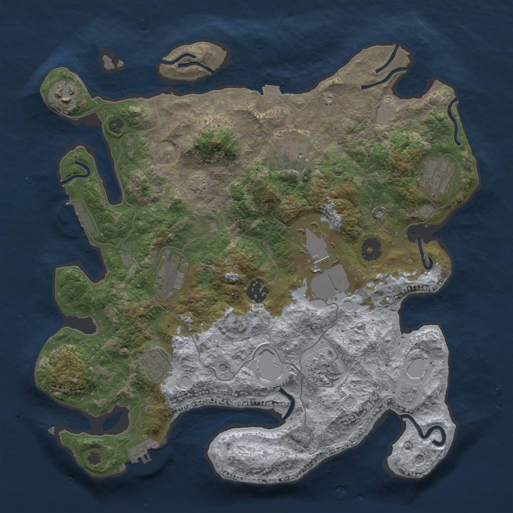 Rust Map: Procedural Map, Size: 3500, Seed: 53535866, 16 Monuments