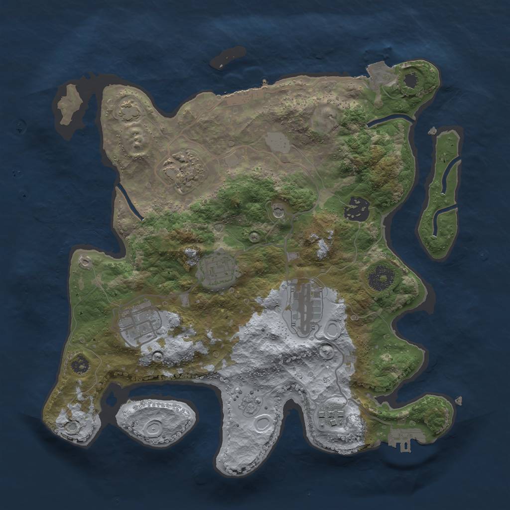 Rust Map: Procedural Map, Size: 3000, Seed: 1576835563, 14 Monuments