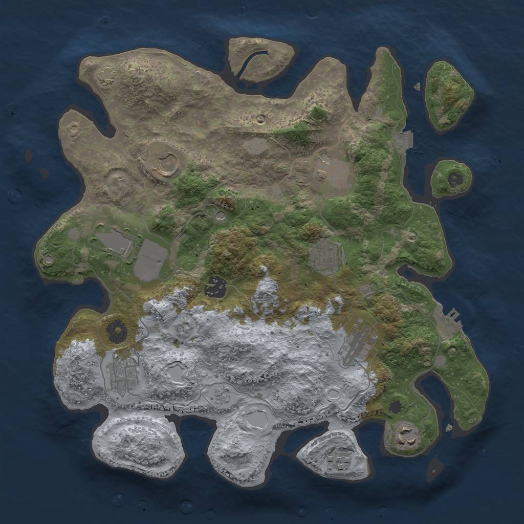 Rust Map: Procedural Map, Size: 3500, Seed: 74398617, 16 Monuments