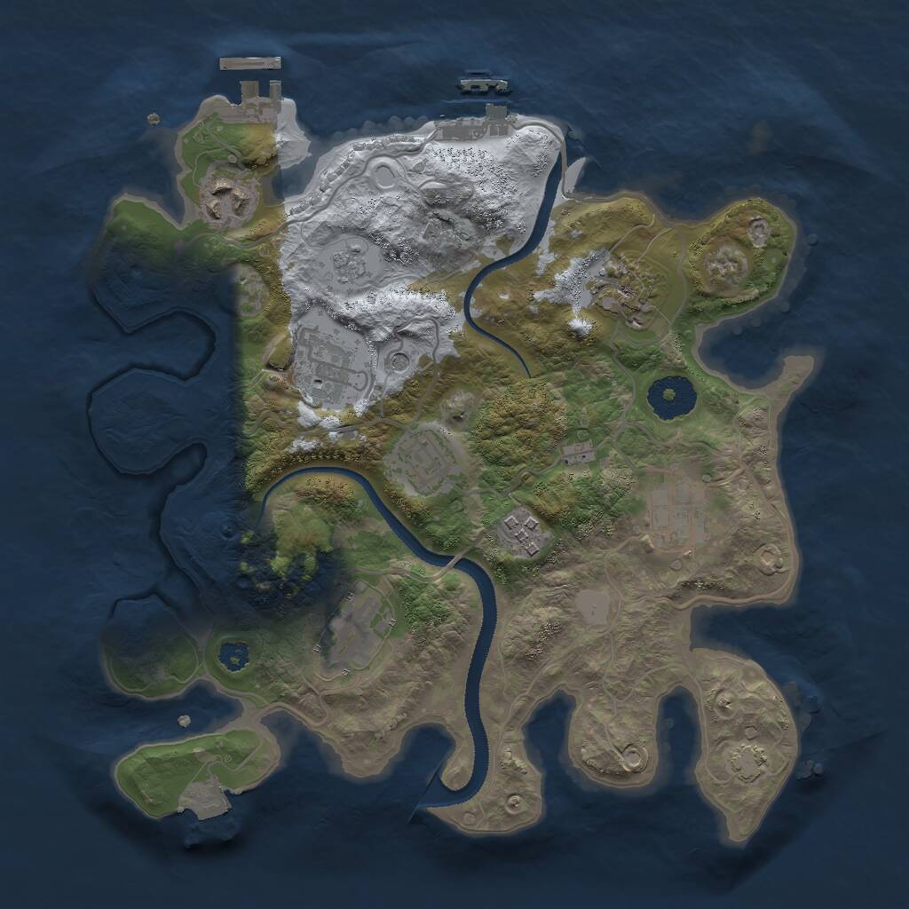 Rust Map: Procedural Map, Size: 3000, Seed: 2106480910, 13 Monuments