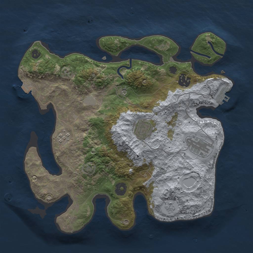 Rust Map: Procedural Map, Size: 3000, Seed: 1859046055, 11 Monuments