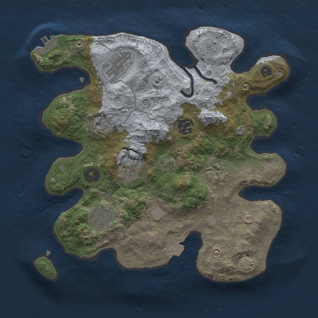 Rust Map: Procedural Map, Size: 3000, Seed: 843807445, 12 Monuments