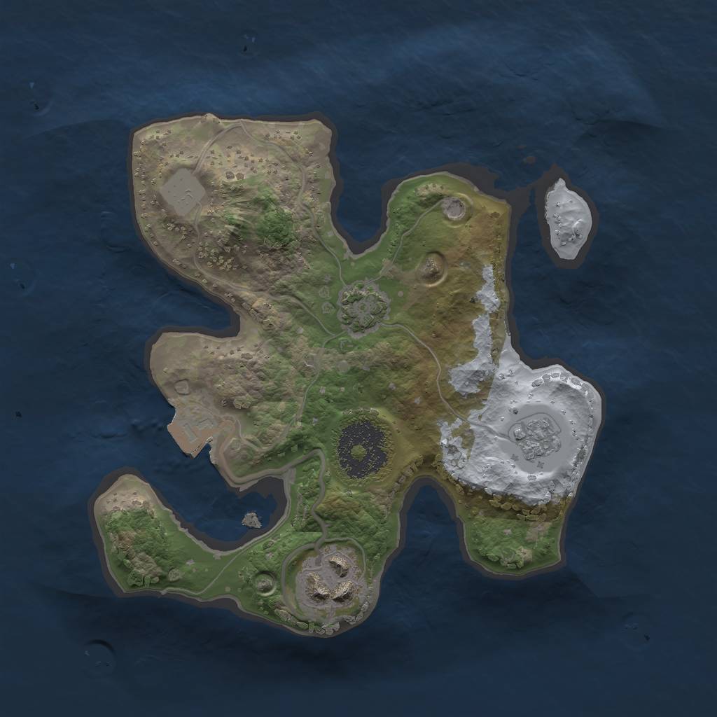 Rust Map: Procedural Map, Size: 2000, Seed: 2697531, 6 Monuments