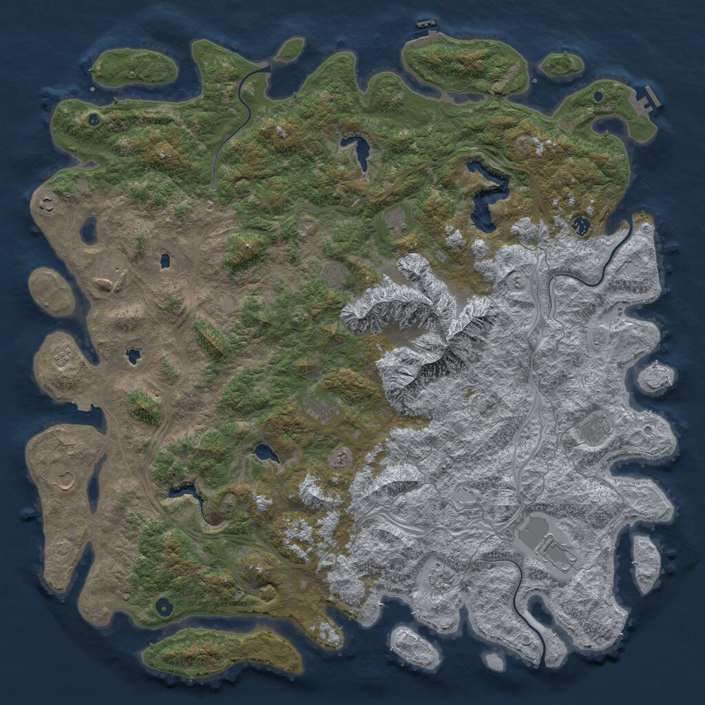 Rust Map: Procedural Map, Size: 6000, Seed: 663540424, 17 Monuments