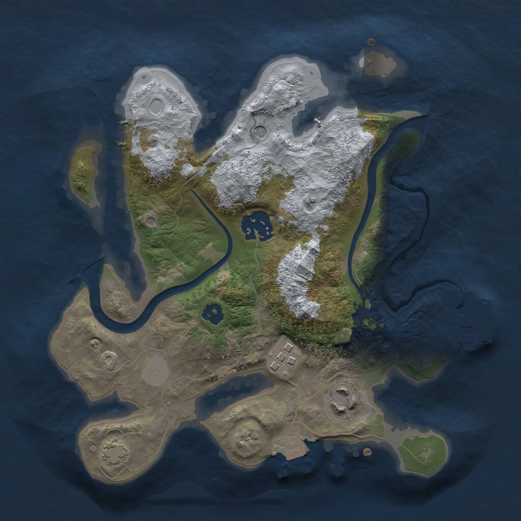 Rust Map: Procedural Map, Size: 2500, Seed: 2360186, 7 Monuments