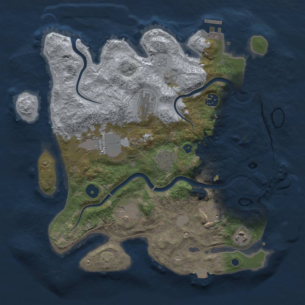 Rust Map: Procedural Map, Size: 3500, Seed: 1303316445, 14 Monuments