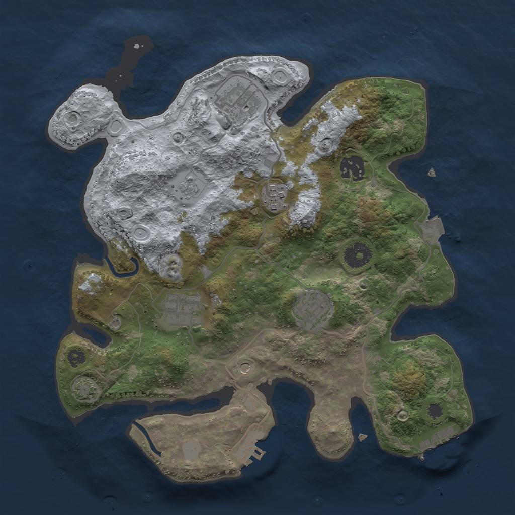 Rust Map: Procedural Map, Size: 3000, Seed: 1610419785, 13 Monuments