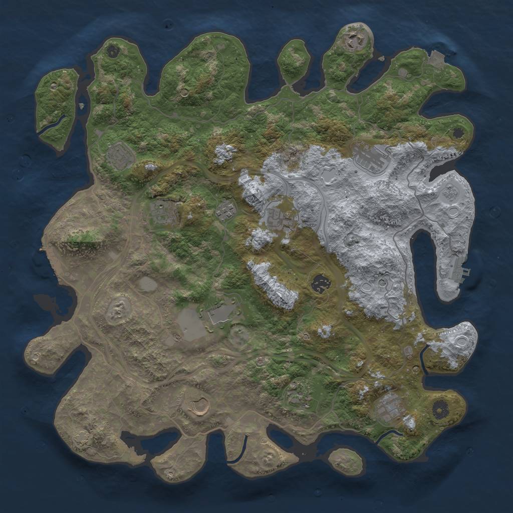 Rust Map: Procedural Map, Size: 4250, Seed: 966550549, 19 Monuments