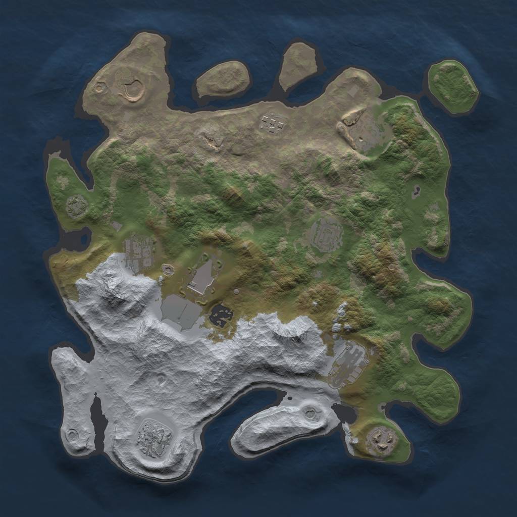 Rust Map: Barren, Size: 3500, Seed: 23423542, 14 Monuments