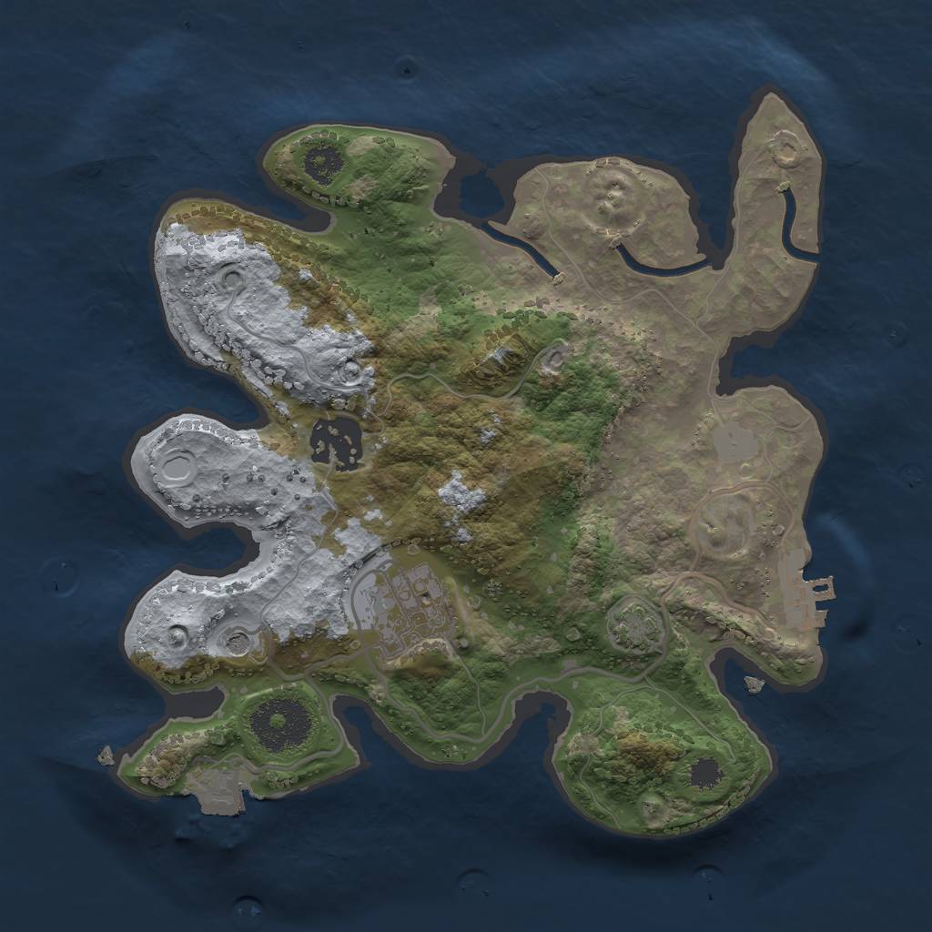 Rust Map: Procedural Map, Size: 2500, Seed: 61273, 8 Monuments