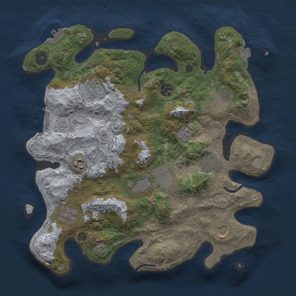 Rust Map: Procedural Map, Size: 3500, Seed: 3999, 17 Monuments