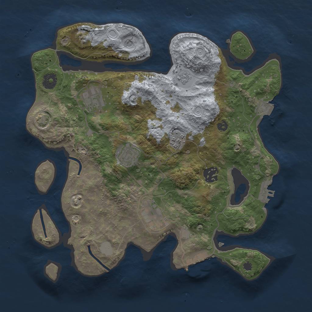 Rust Map: Procedural Map, Size: 3000, Seed: 1224496261, 13 Monuments