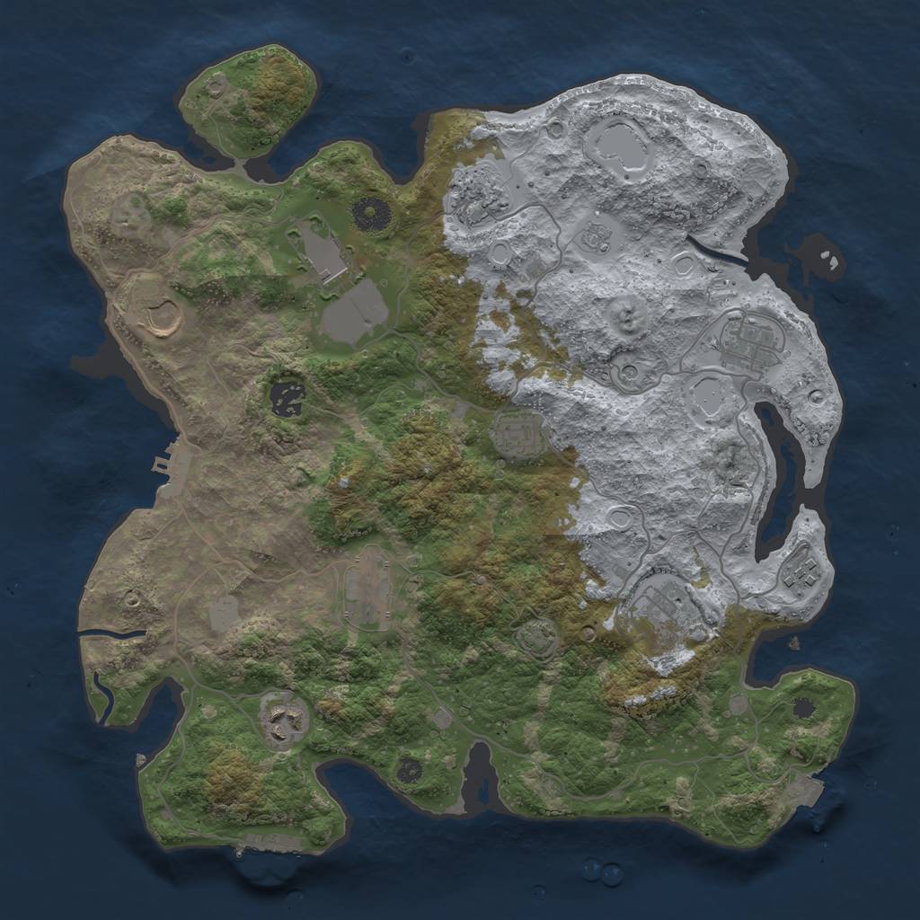 Rust Map: Procedural Map, Size: 3700, Seed: 1919594810, 18 Monuments