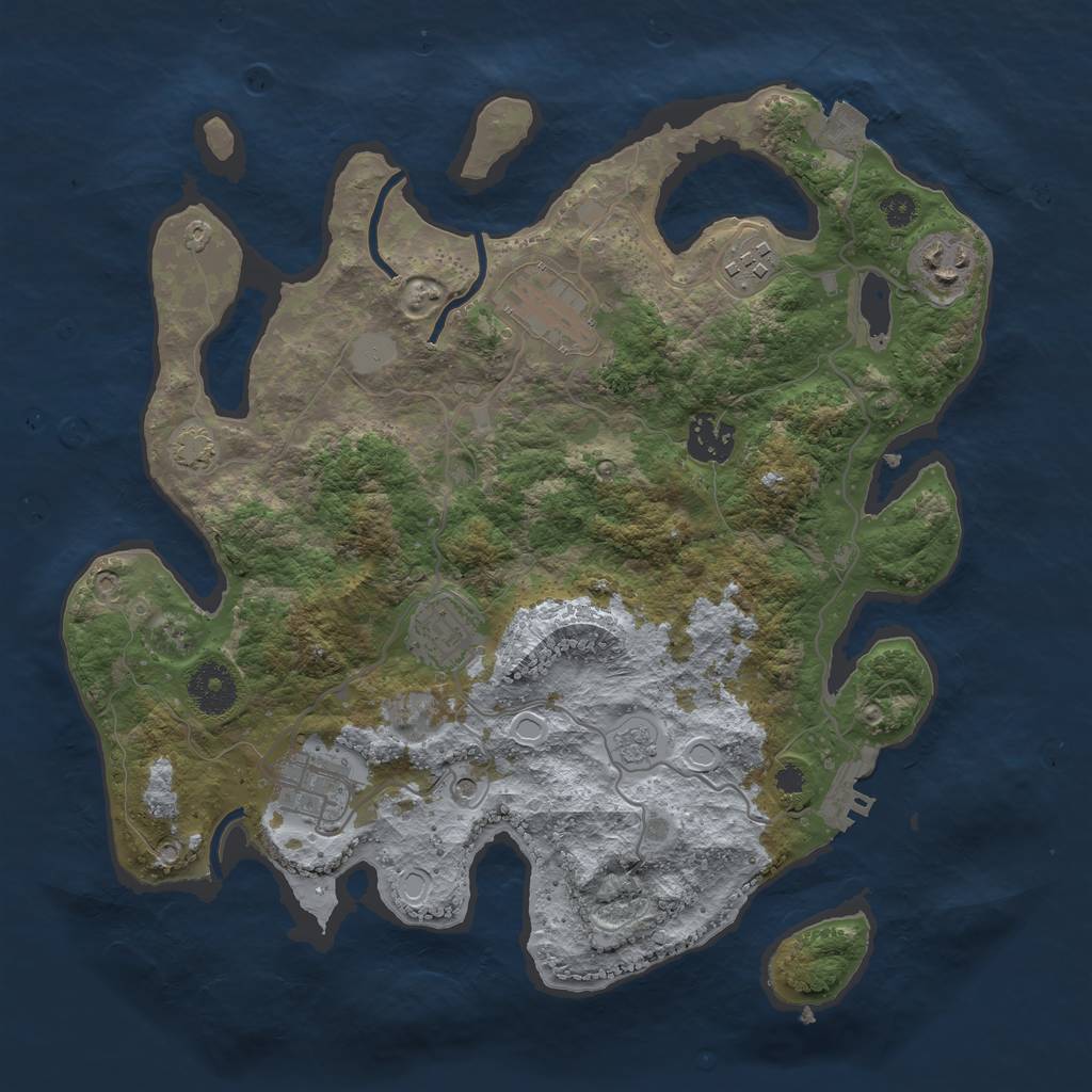 Rust Map: Procedural Map, Size: 3300, Seed: 81642994, 13 Monuments