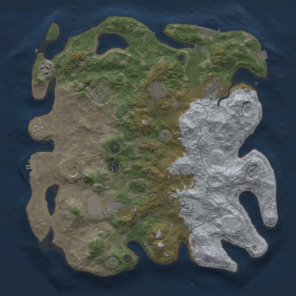 Rust Map: Procedural Map, Size: 4000, Seed: 1251105991, 17 Monuments