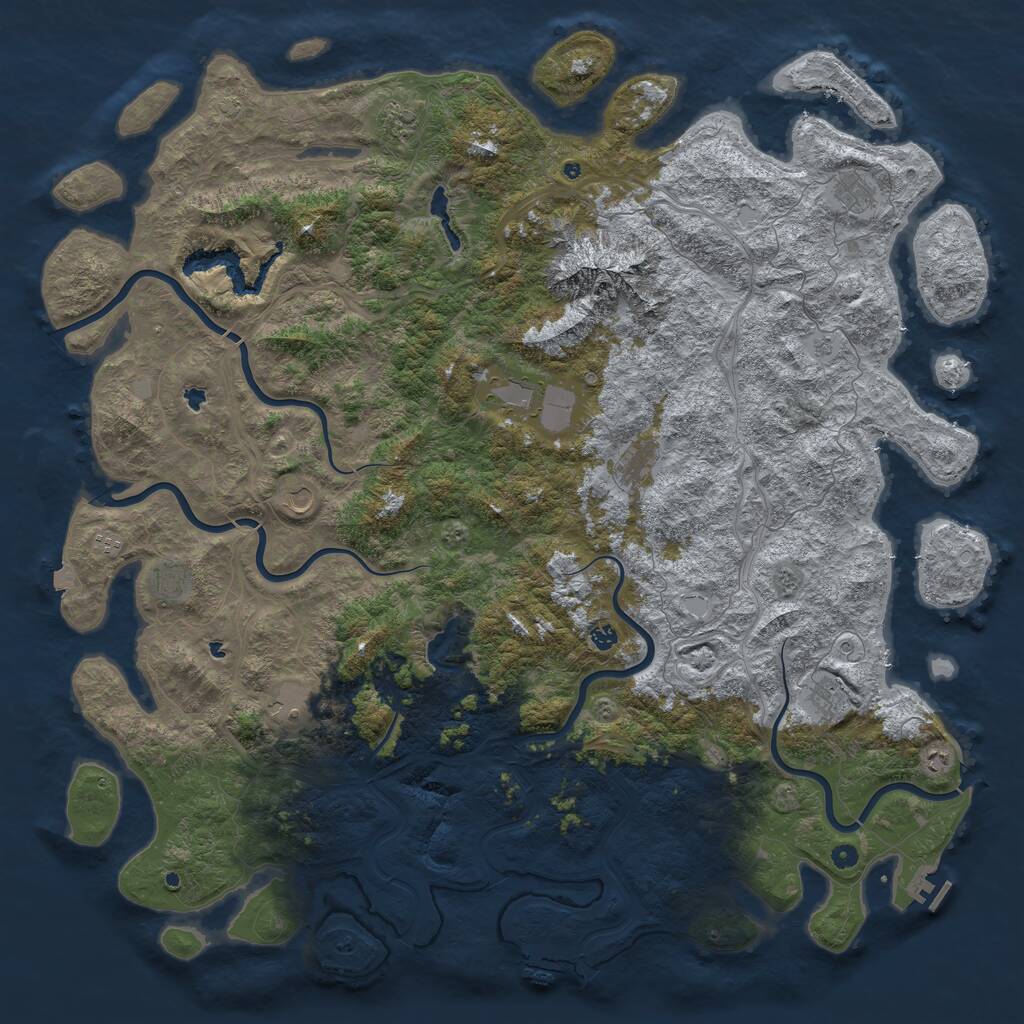 Rust Map: Procedural Map, Size: 6000, Seed: 9342934, 17 Monuments
