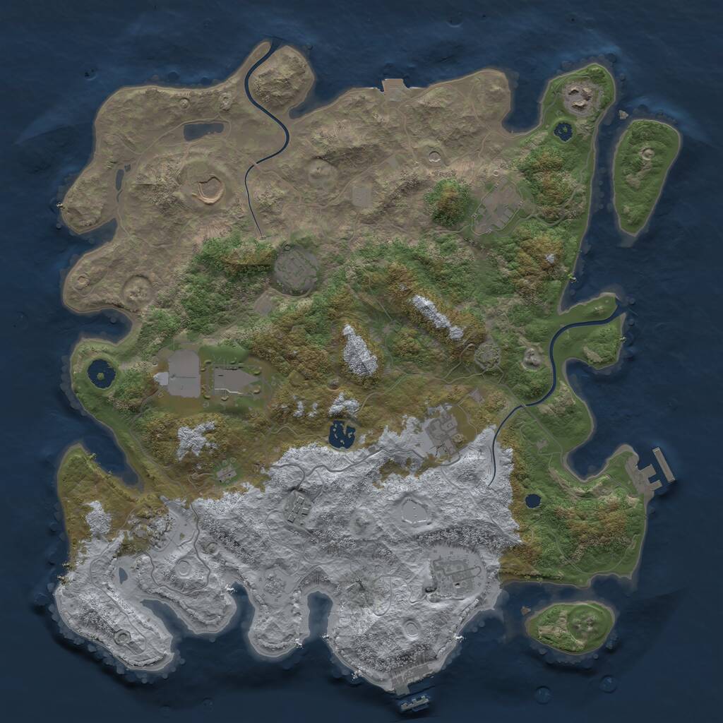 Rust Map: Procedural Map, Size: 3970, Seed: 196352935, 16 Monuments