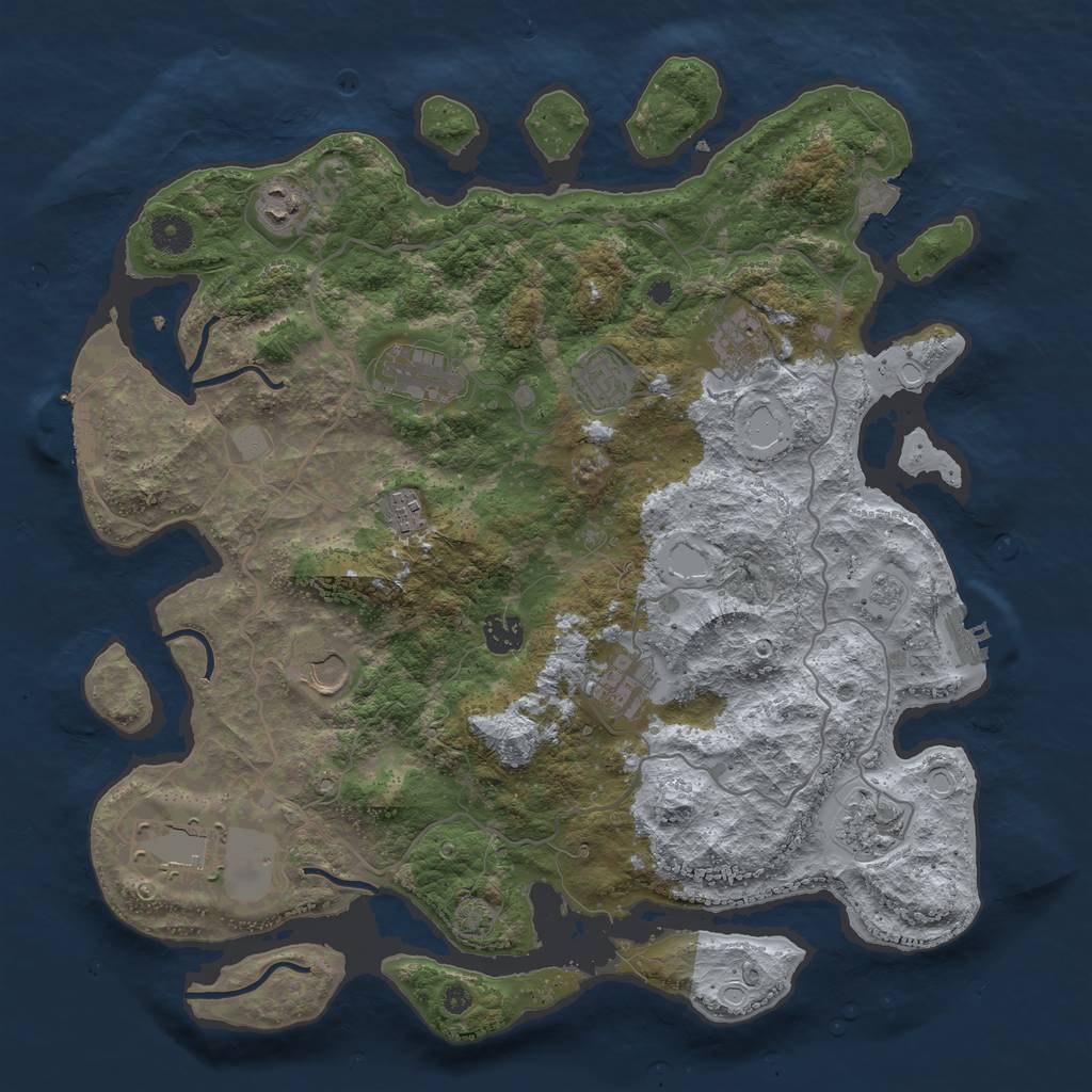 Rust Map: Procedural Map, Size: 4000, Seed: 486783491, 17 Monuments