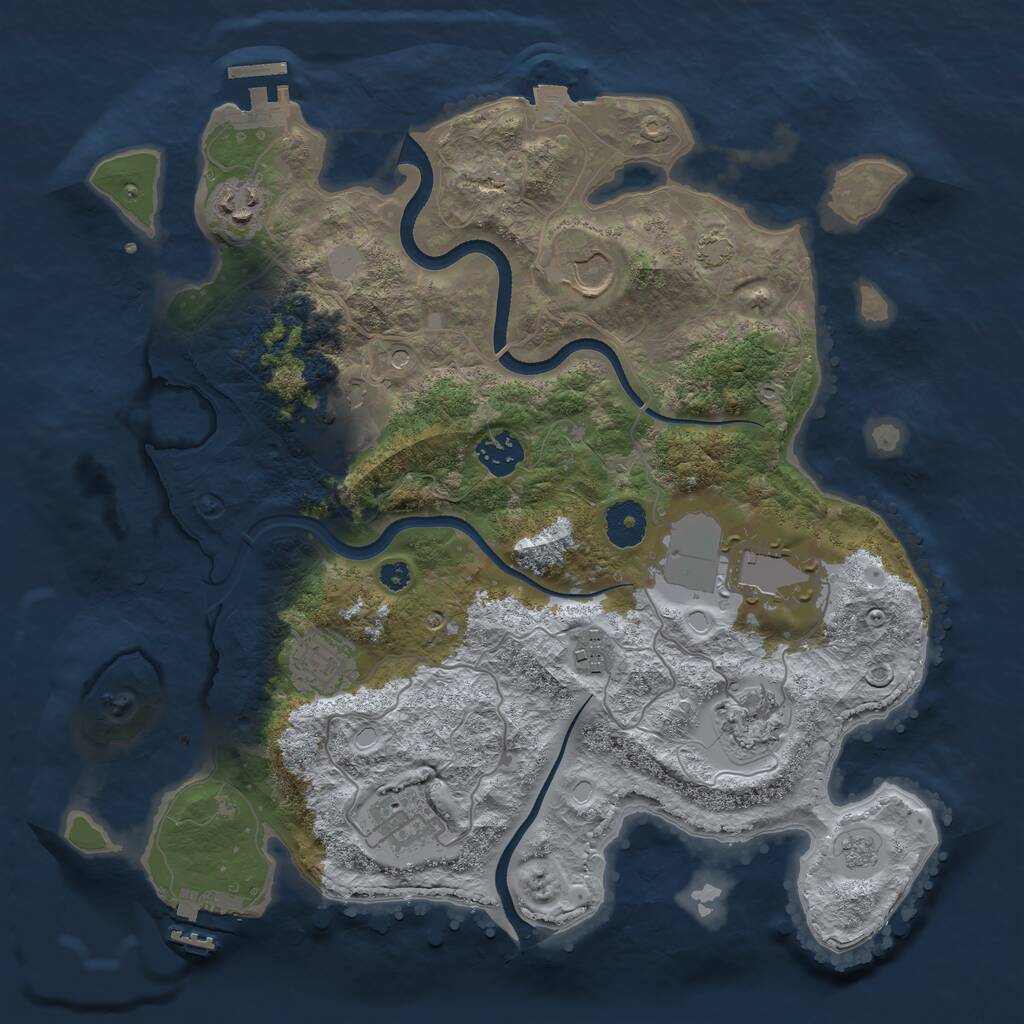 Rust Map: Procedural Map, Size: 3500, Seed: 66154844, 15 Monuments