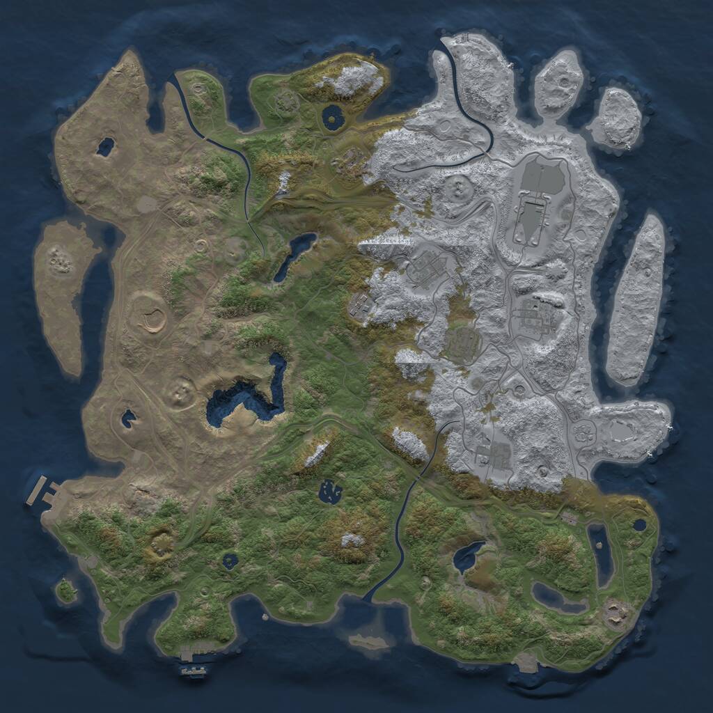 Rust Map: Procedural Map, Size: 4500, Seed: 549762493, 16 Monuments
