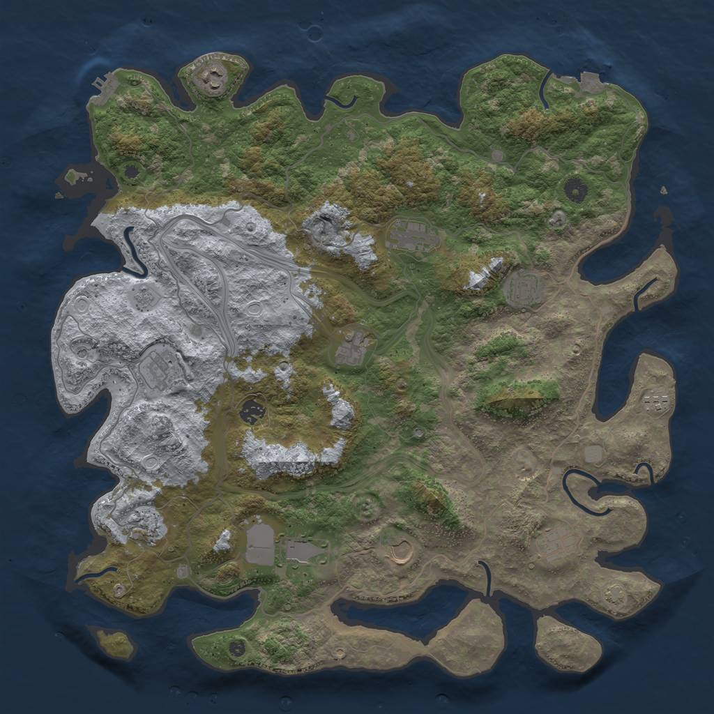 Rust Map: Procedural Map, Size: 4500, Seed: 1424473082, 18 Monuments
