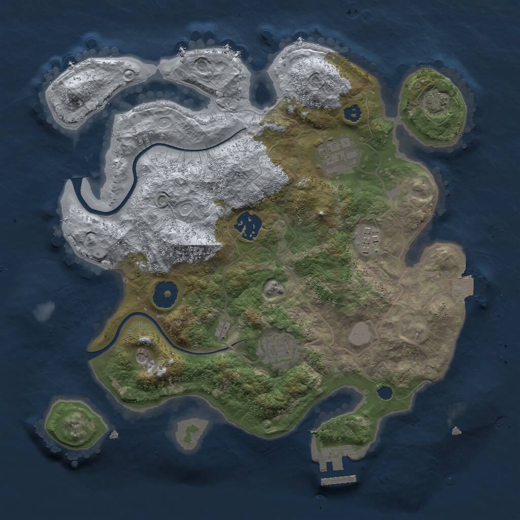 Rust Map: Procedural Map, Size: 3000, Seed: 3182604, 8 Monuments