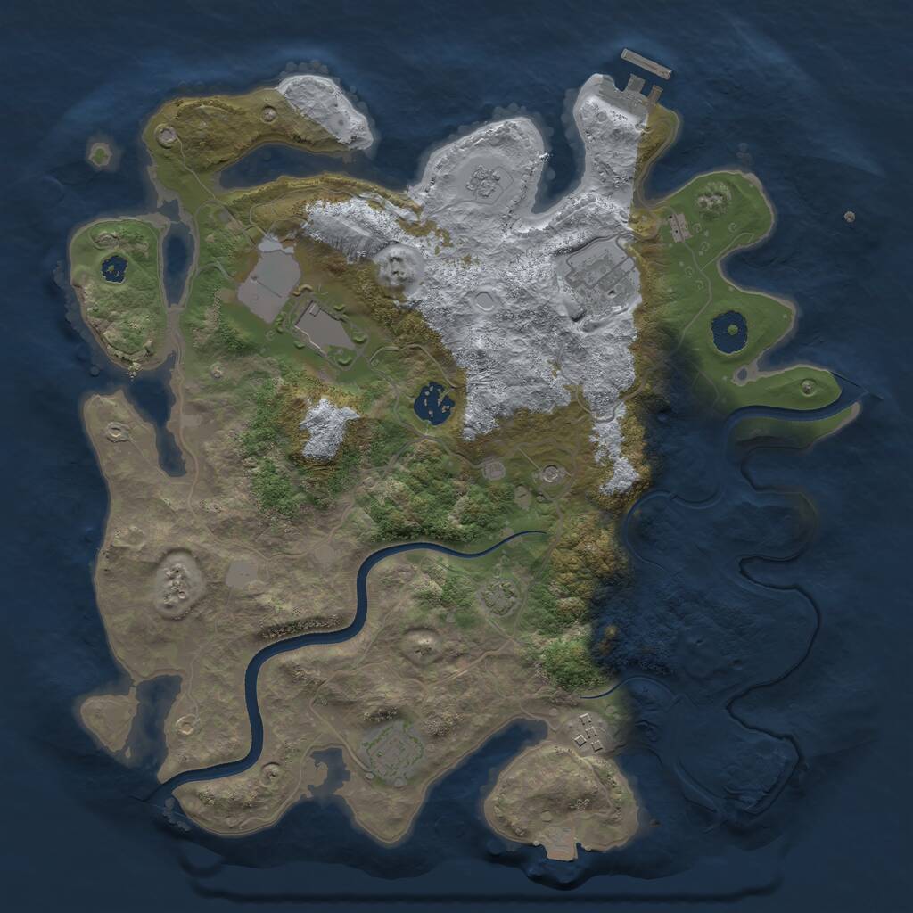 Rust Map: Procedural Map, Size: 3500, Seed: 676767, 10 Monuments