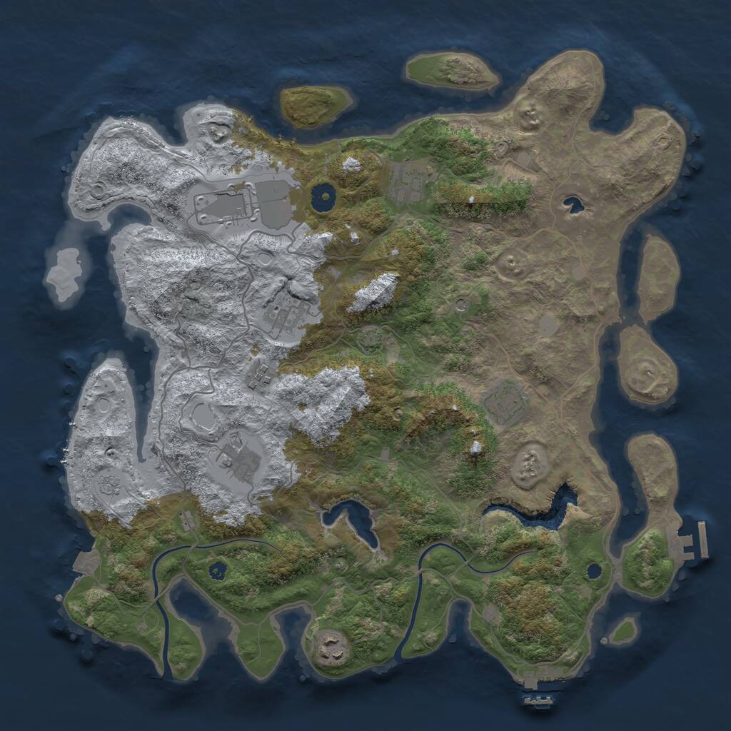 Rust Map: Procedural Map, Size: 4000, Seed: 1836430777, 13 Monuments