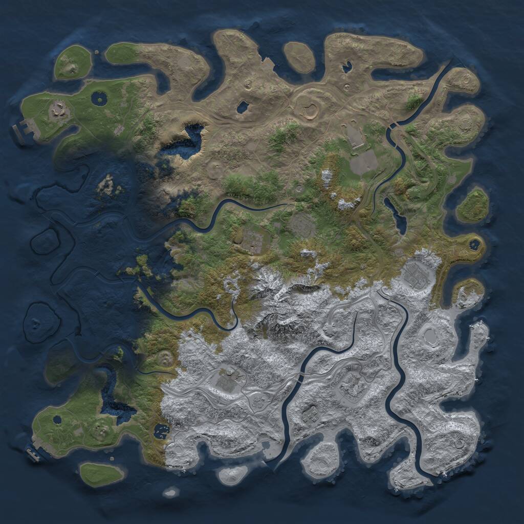 Rust Map: Procedural Map, Size: 5000, Seed: 15546, 16 Monuments