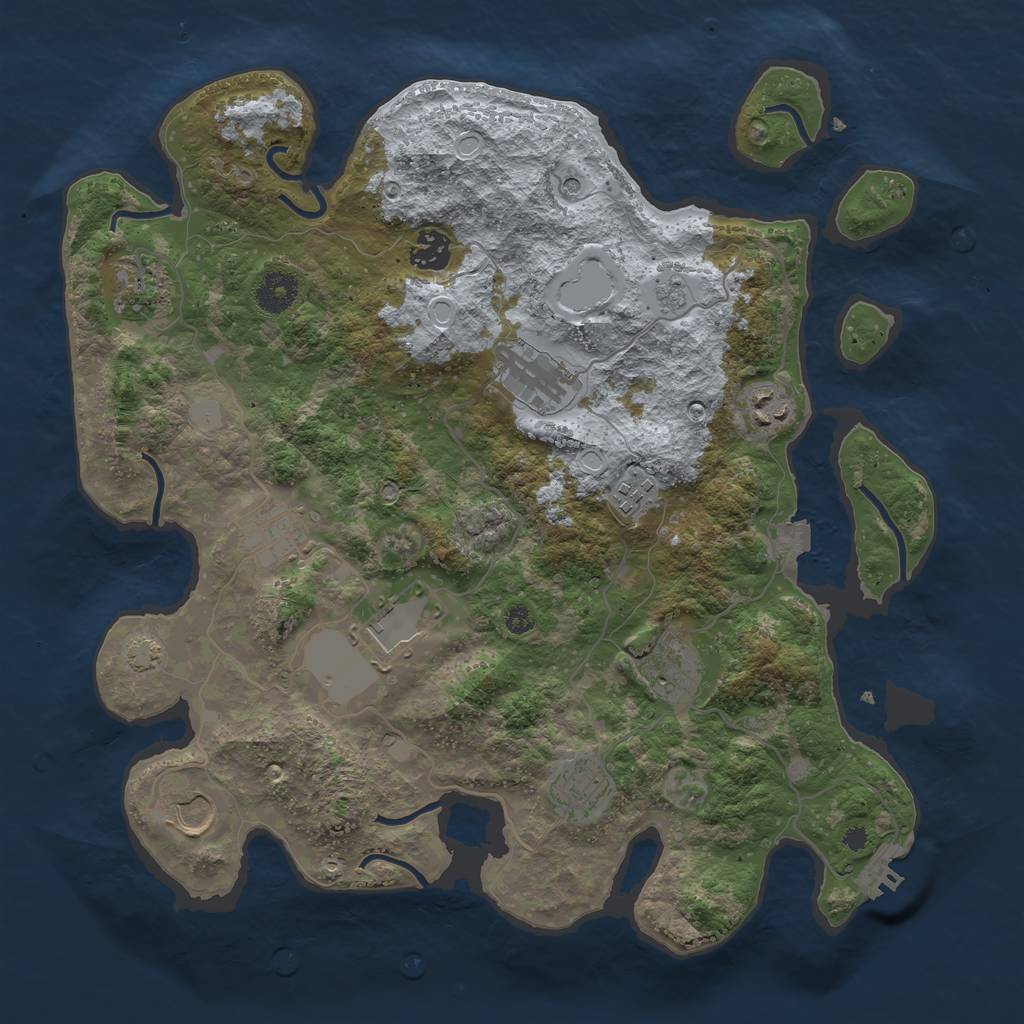Rust Map: Procedural Map, Size: 3700, Seed: 1225839789, 17 Monuments