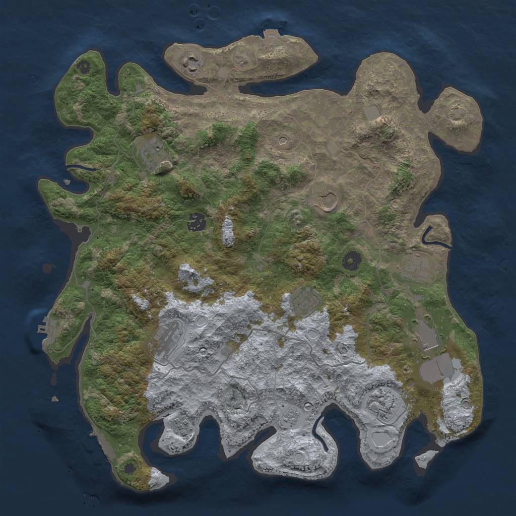 Rust Map: Procedural Map, Size: 4000, Seed: 2106076643, 18 Monuments