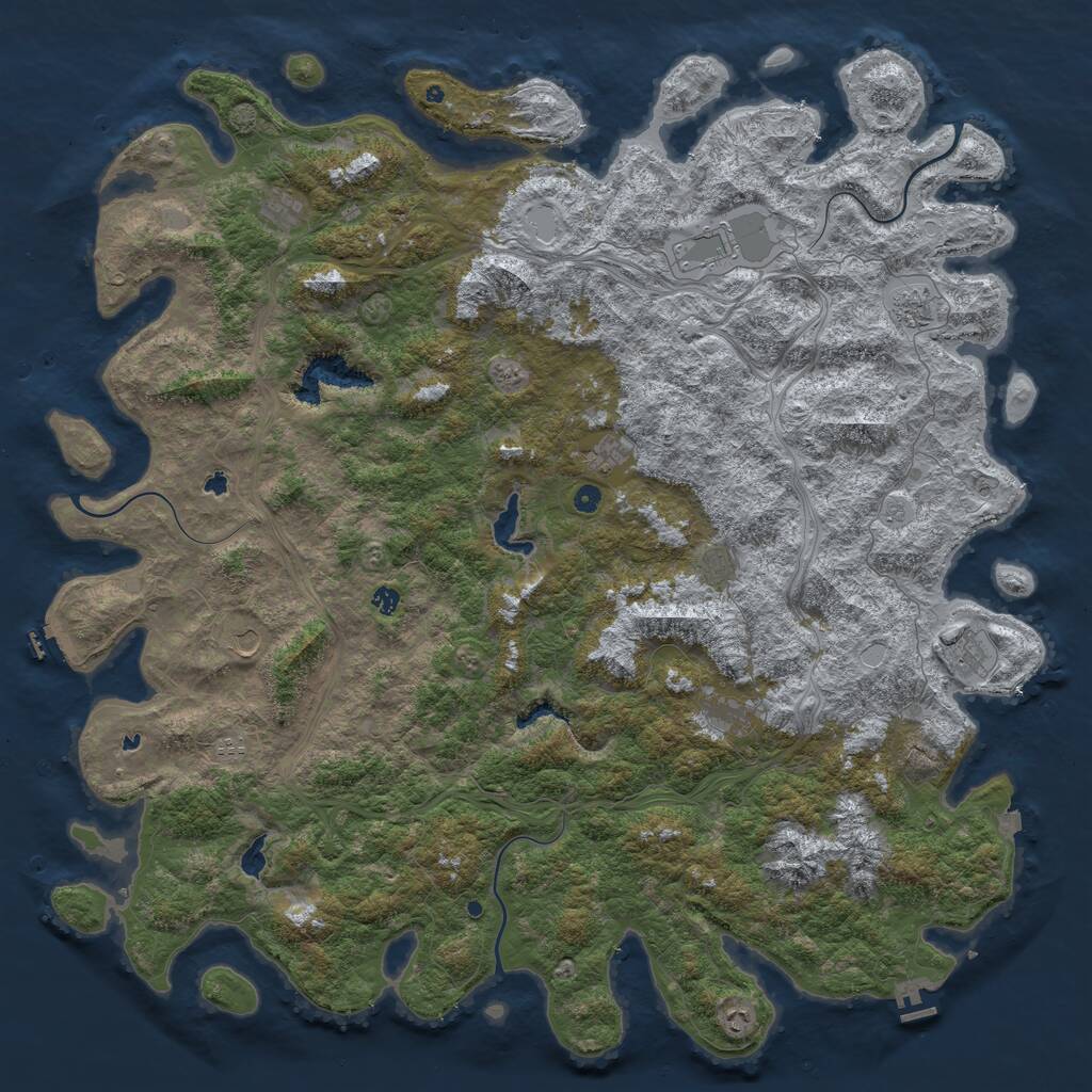 Rust Map: Procedural Map, Size: 6000, Seed: 64397071, 17 Monuments