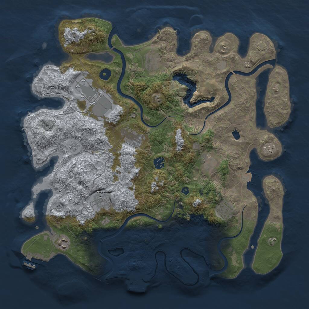 Rust Map: Procedural Map, Size: 4000, Seed: 1691643364, 15 Monuments