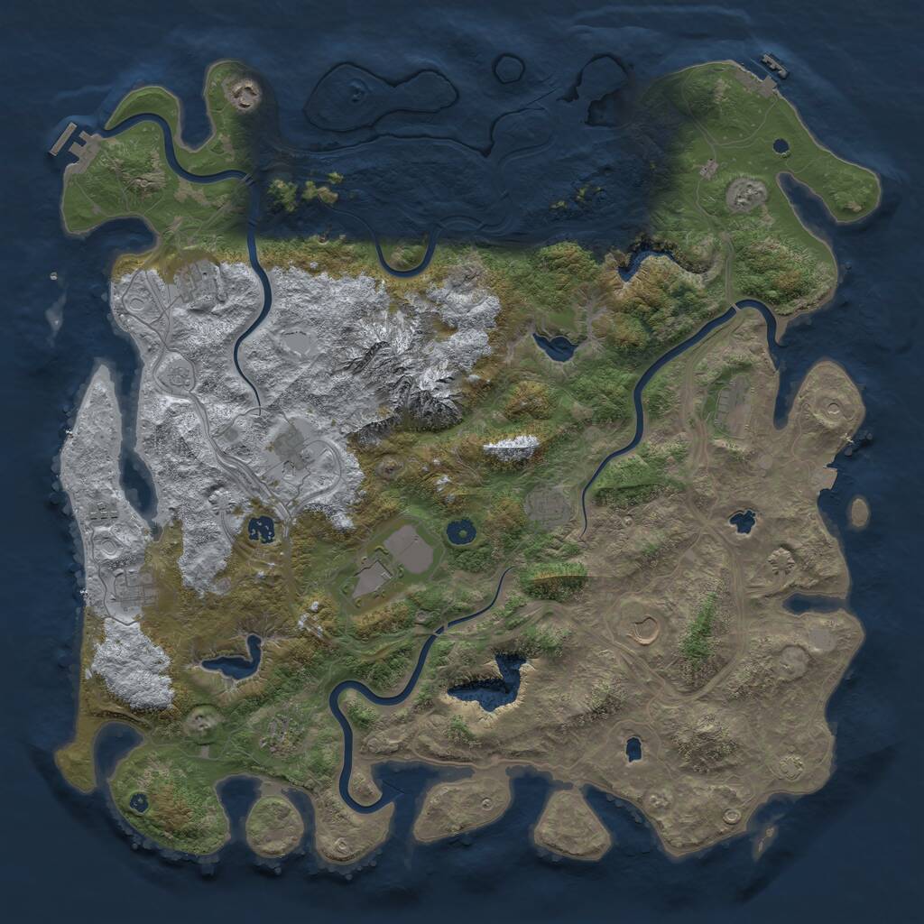 Rust Map: Procedural Map, Size: 5000, Seed: 717112, 17 Monuments