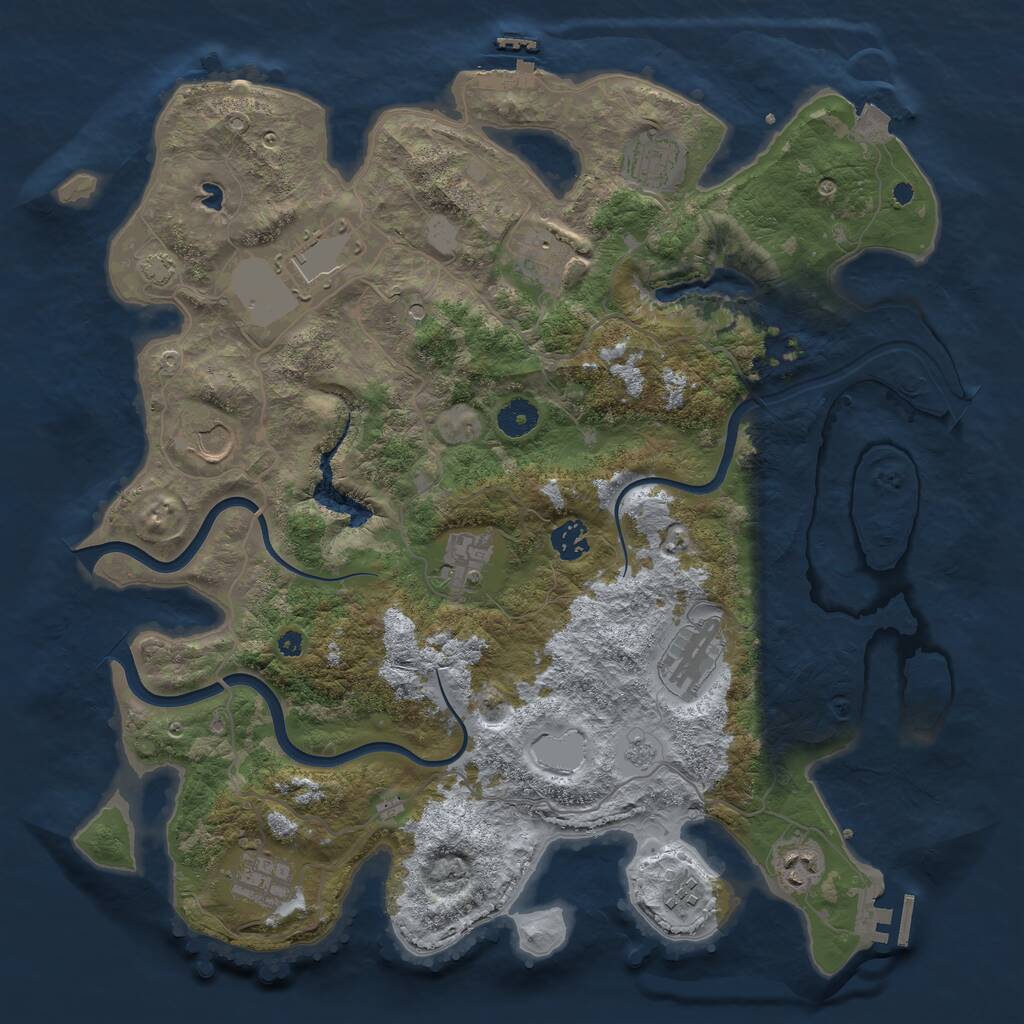 Rust Map: Procedural Map, Size: 4000, Seed: 1043318079, 16 Monuments