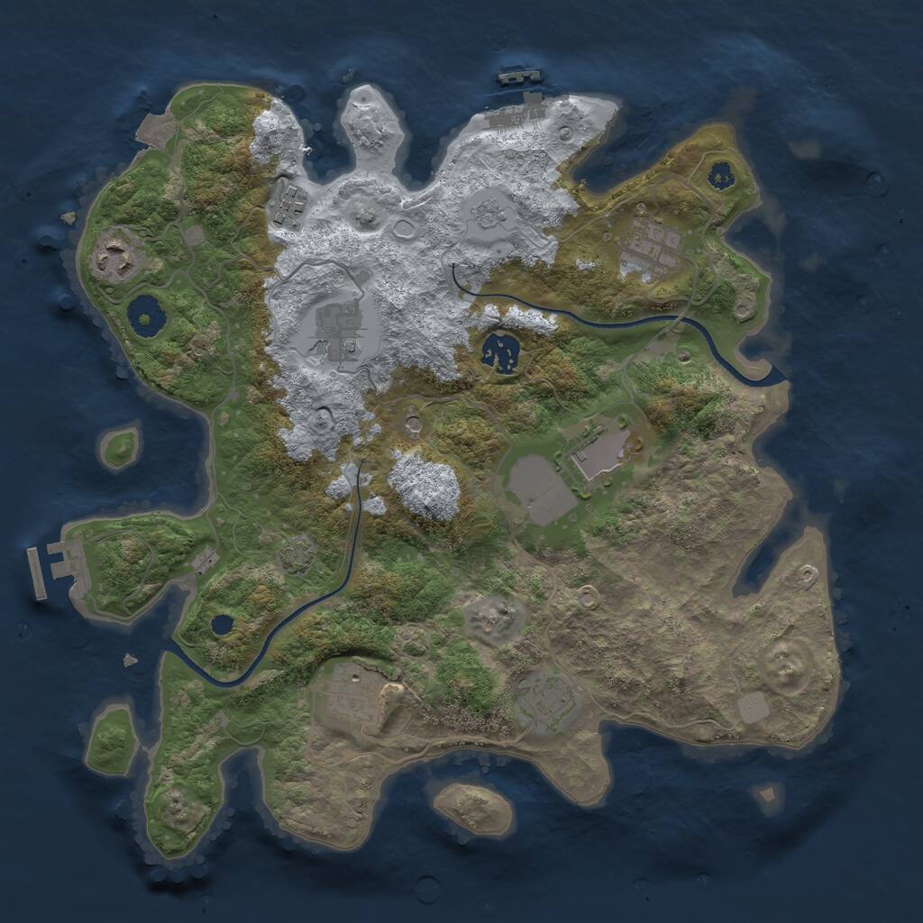Rust Map: Procedural Map, Size: 3500, Seed: 14841535, 14 Monuments