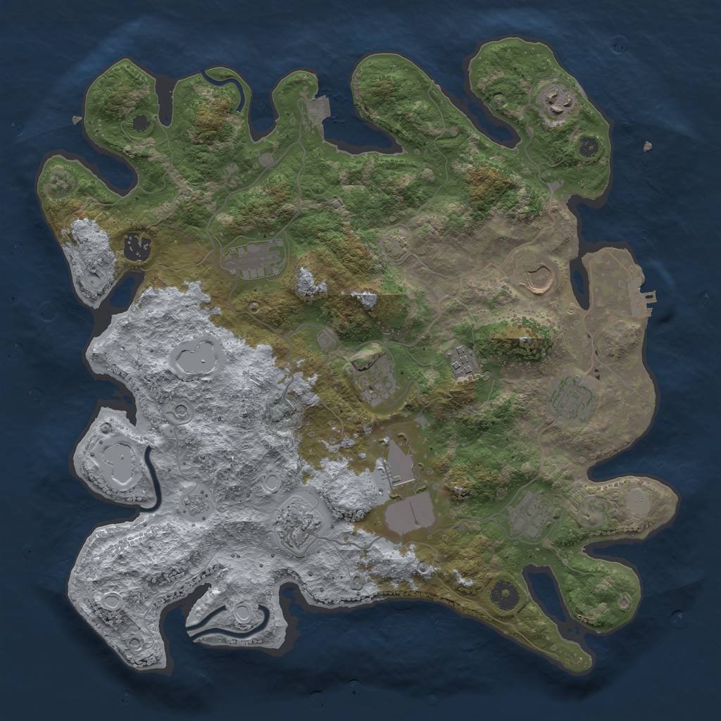 Rust Map: Procedural Map, Size: 3800, Seed: 48561, 17 Monuments