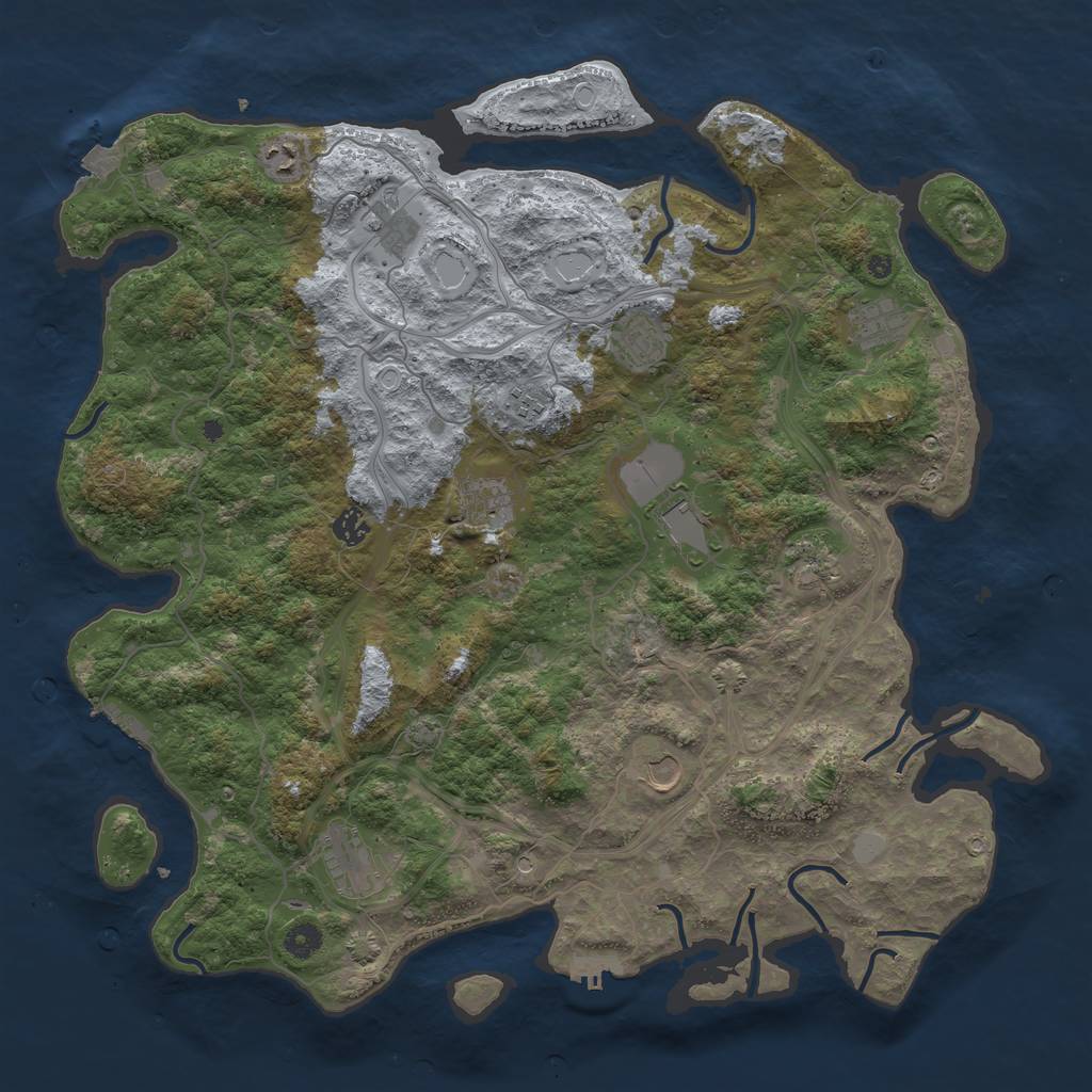 Rust Map: Procedural Map, Size: 4500, Seed: 1924053774, 18 Monuments
