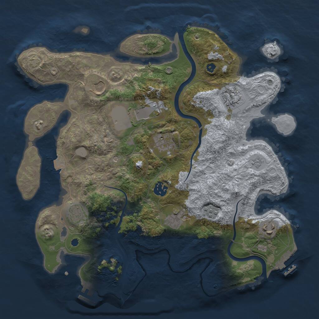 Rust Map: Procedural Map, Size: 3500, Seed: 625346081, 15 Monuments