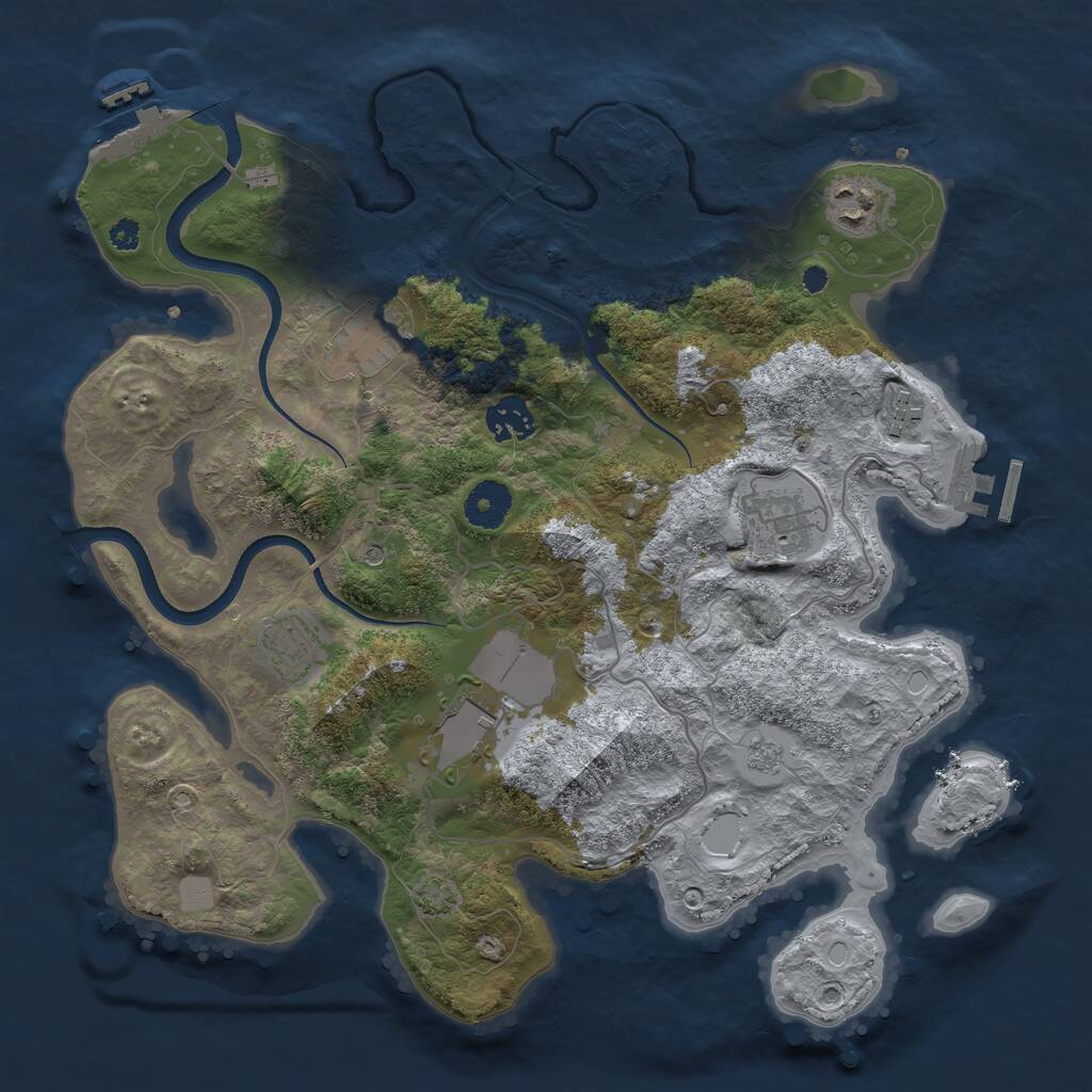Rust Map: Procedural Map, Size: 3500, Seed: 1199397845, 13 Monuments