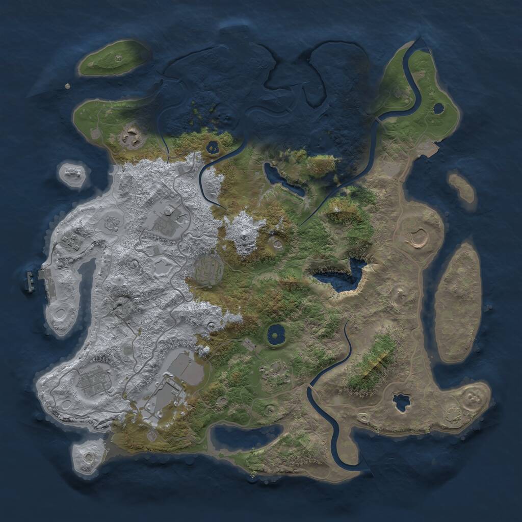 Rust Map: Procedural Map, Size: 4000, Seed: 639455419, 14 Monuments