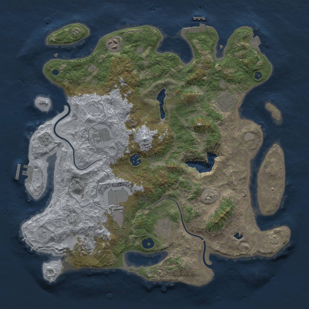 Rust Map: Procedural Map, Size: 4000, Seed: 639455419, 13 Monuments