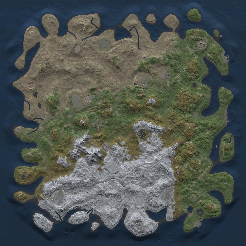 Rust Map: Procedural Map, Size: 5000, Seed: 6849257, 19 Monuments